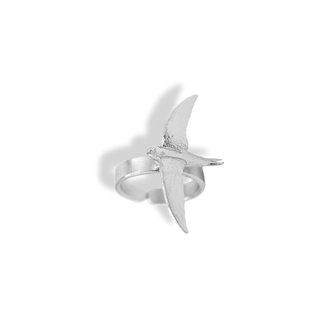 Anillo Vencejo silver vista superior Brezo Jewelry