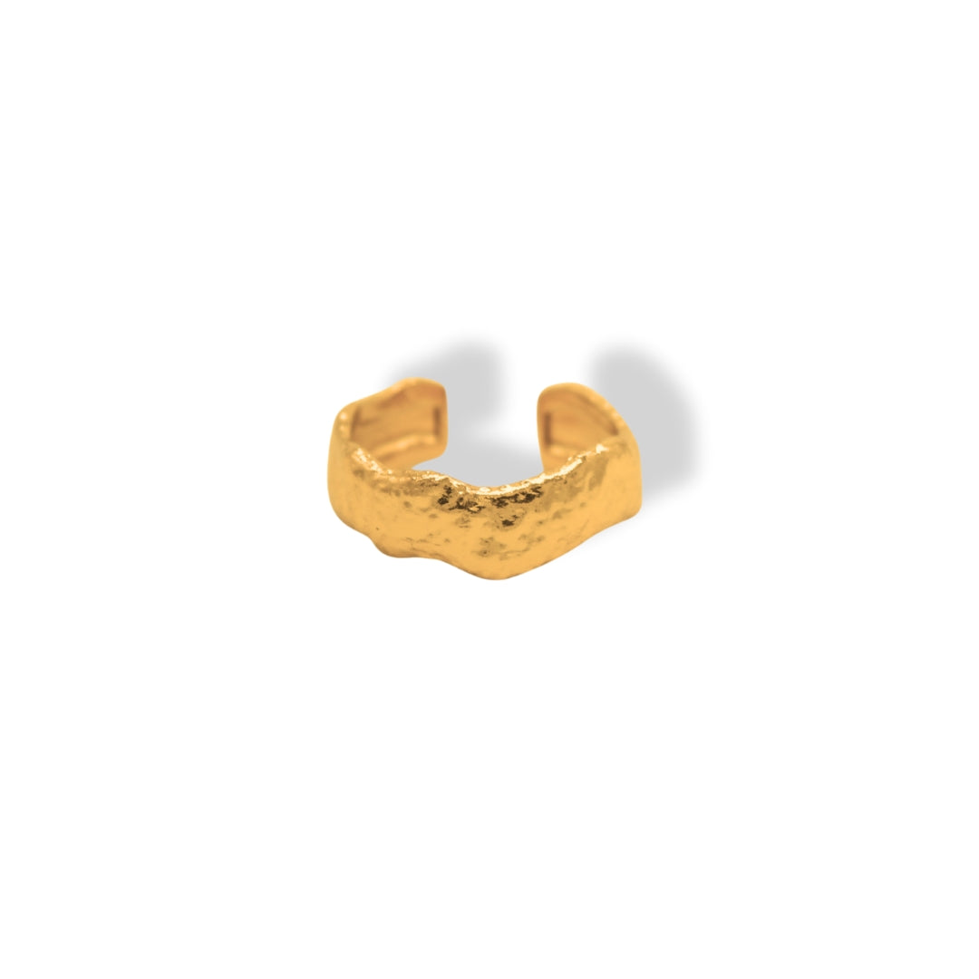 Anillo ancho con textura de fresa Brezo Jewelry