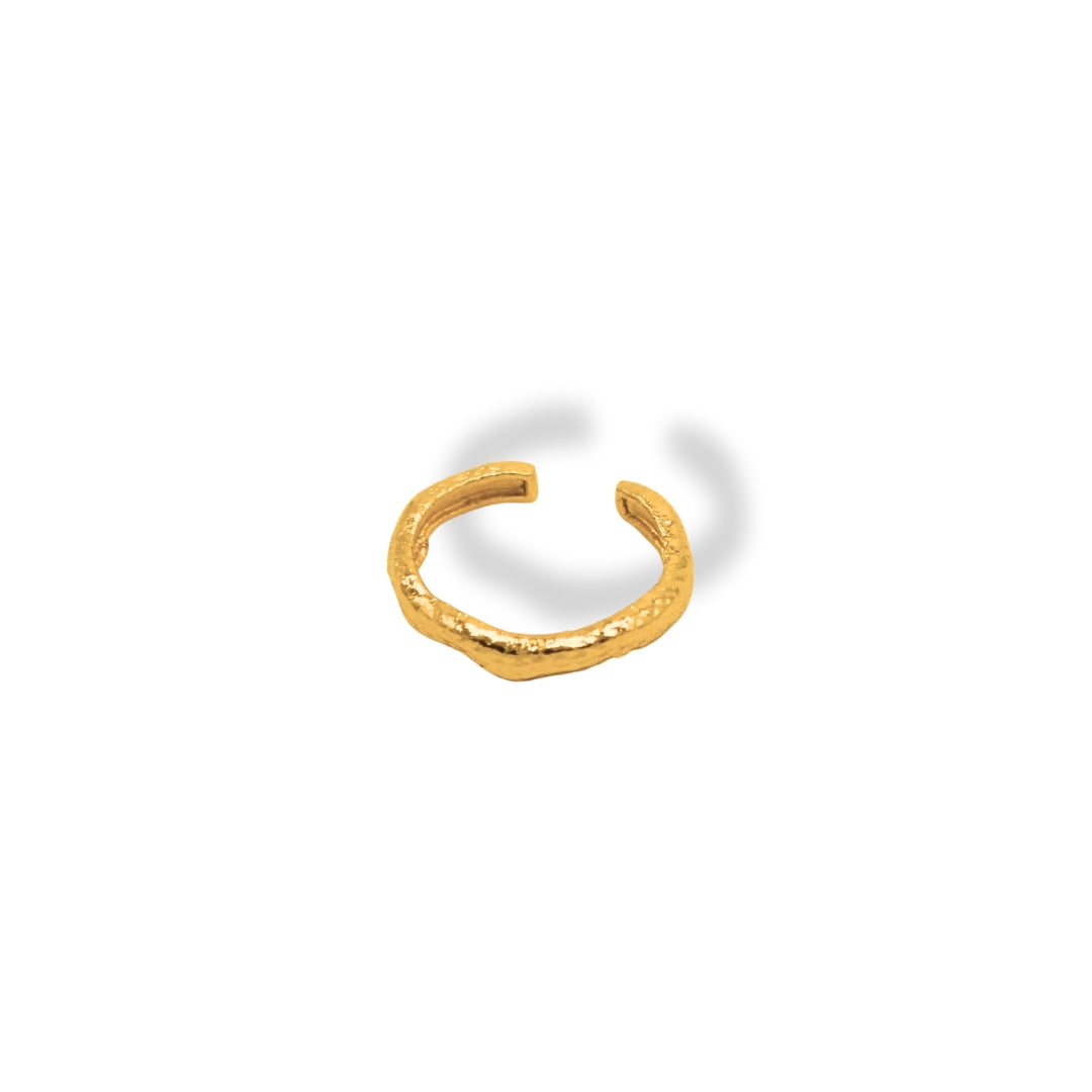 Anillo angosto con textura de piña dorado Brezo Jewelry