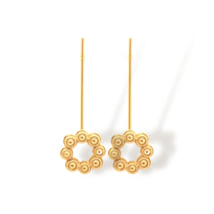 Aretes de coronas circulares largos vista frontal