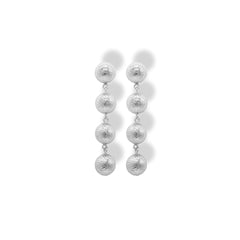 Aretes largos con 4 bolas pequeñas silver