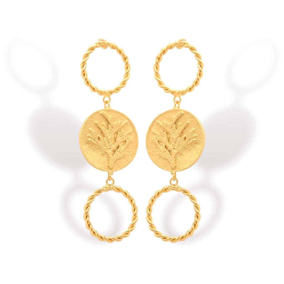 Aretes de coníferas y aros vista frontal Brezo Jewelry