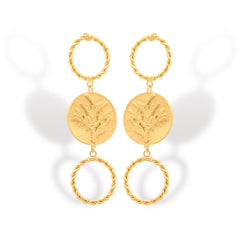 Aretes de coníferas y aros vista frontal