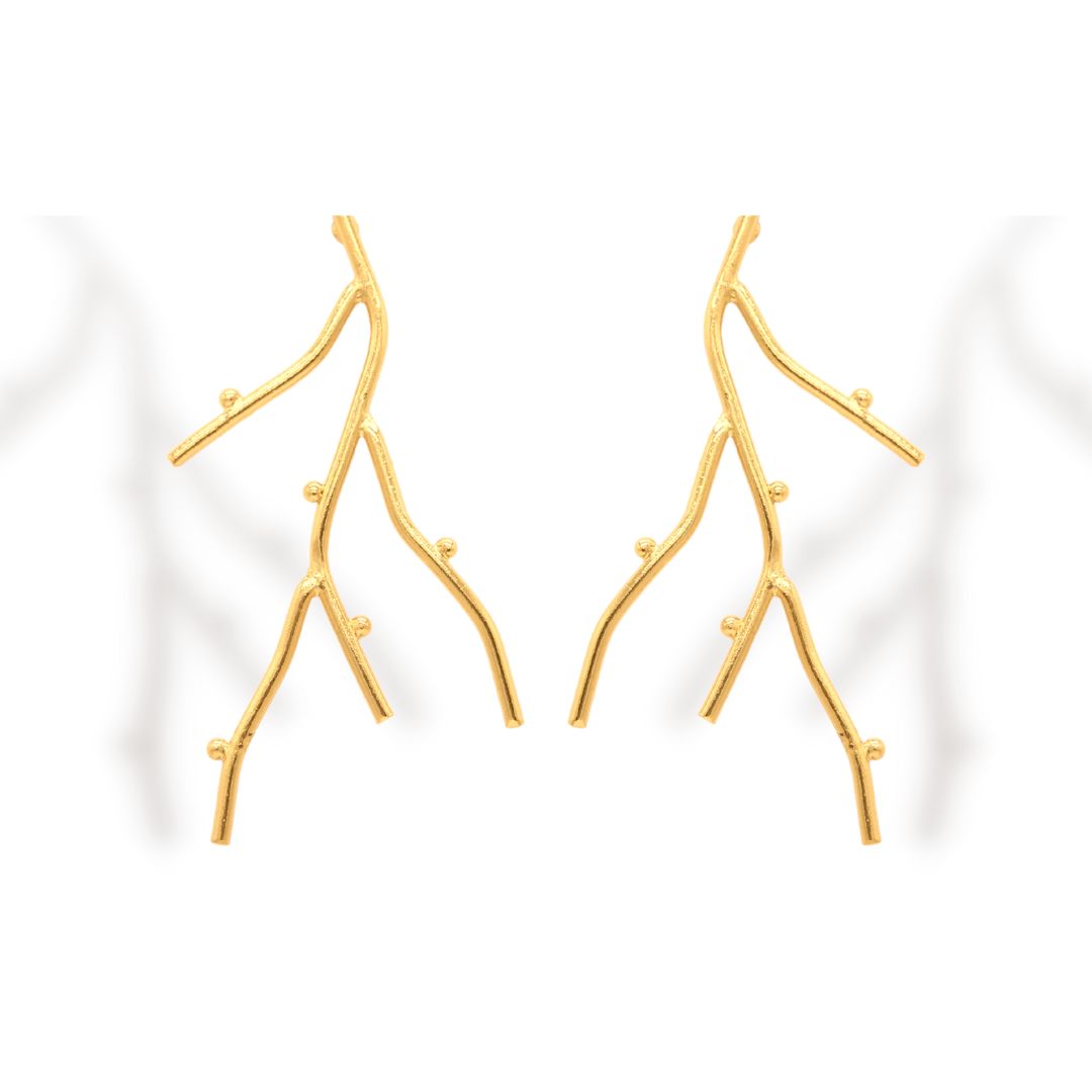 Aretes de coral vista frontal Brezo Jewelry