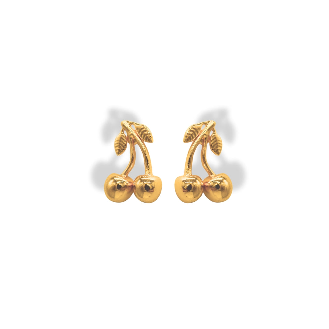 Aretes tipo topo de cereza dorados Brezo Jewelry
