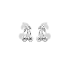 Aretes tipo topo de cereza plateados