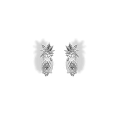 Aretes tipo topo de piña plateados