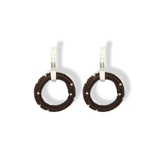 Aretes Entrelazados tejidos dobles chocolate silver vista frontal
