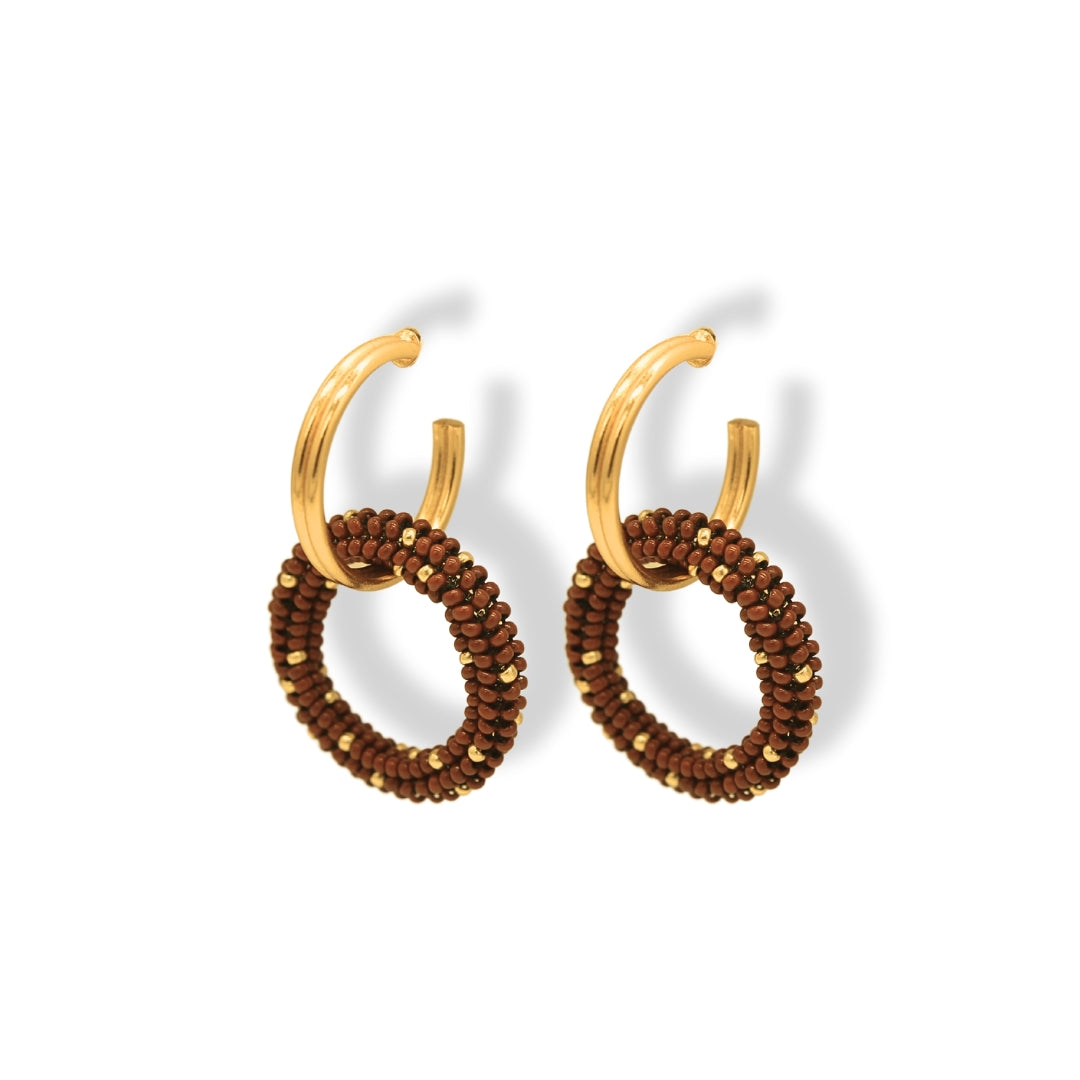 Aretes Entrelazados tejidos dobles terracota vista lateral Brezo Jewelry