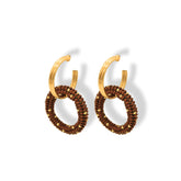 Aretes Entrelazados tejidos dobles terracota vista lateral