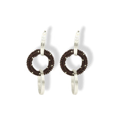 Aretes entrelazados tejidos triples chocolate silver vista frontal