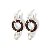 Aretes entrelazados tejidos triples chocolate silver vista frontal