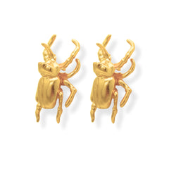 Aretes de escarabajos rinoceronte medianos vista lateral