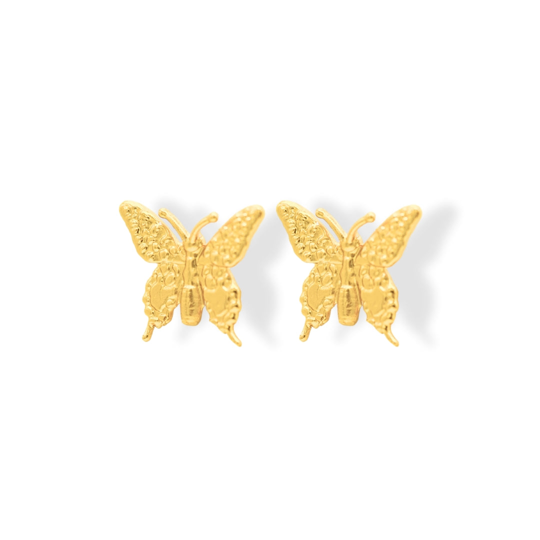Aretes de mariposa mediana vista lateral Brezo Jewelry