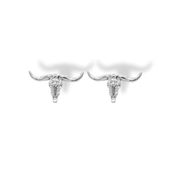Aretes de cráneo bovino silver 2