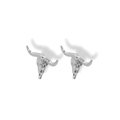 Aretes de cráneo bovino silver