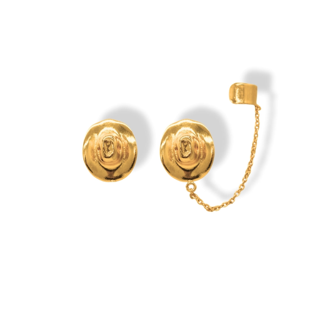 Aretes de sombrero vaquero con earcuff vista frontal
Brezo Jewelry