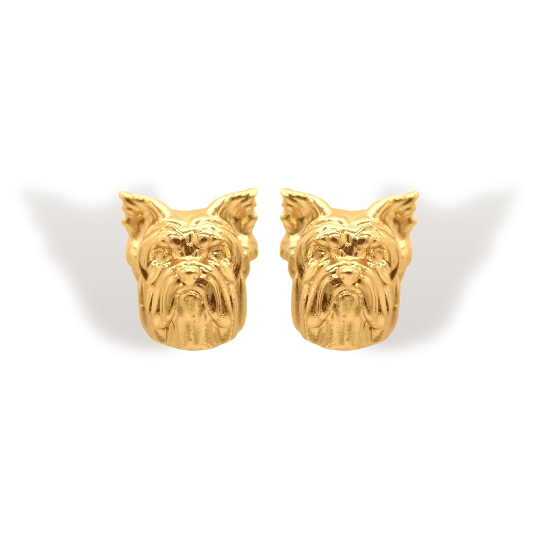 Aretes de yorkie vista frontal Brezo Jewelry