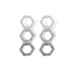 Aretes de tres hexágonos silver