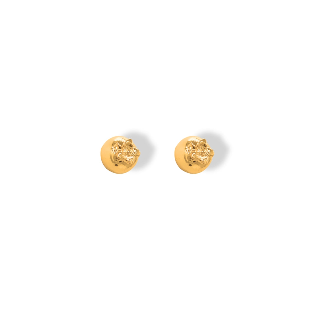 Vista lateral de aretes de arándano pequeño dorados— Brezo Jewelry Brezo Jewelry