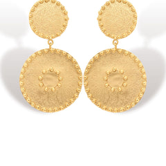 Aretes con 2 círculos y medallón precolombino