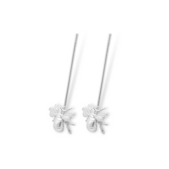 Aretes largos con abeja pequeña silver 2