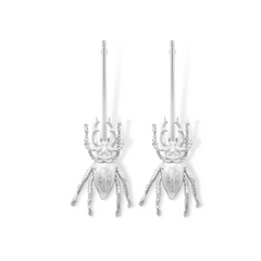Aretes largos con escarabajo grande silver