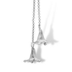 Aretes largos con flor de palisandro silver 2