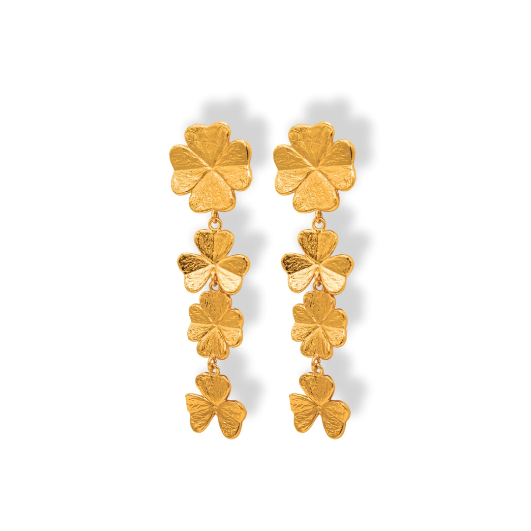 Aretes largos para mujer de tréboles largos Brezo Jewelry