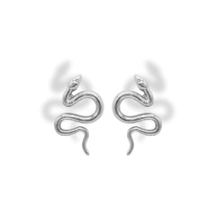 Aretes de serpiente grande silver vista de frente