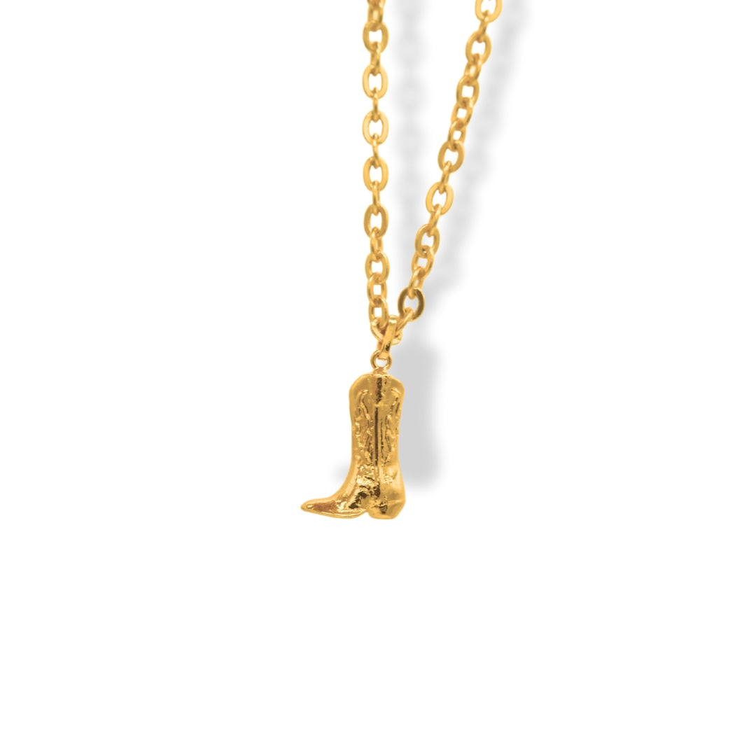 Cadena con bota texana grande vista frontal Brezo Jewelry