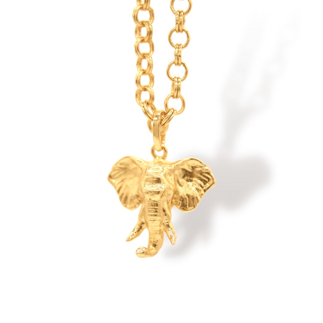 Cadena con cabeza de elefante vista detallada Brezo Jewelry