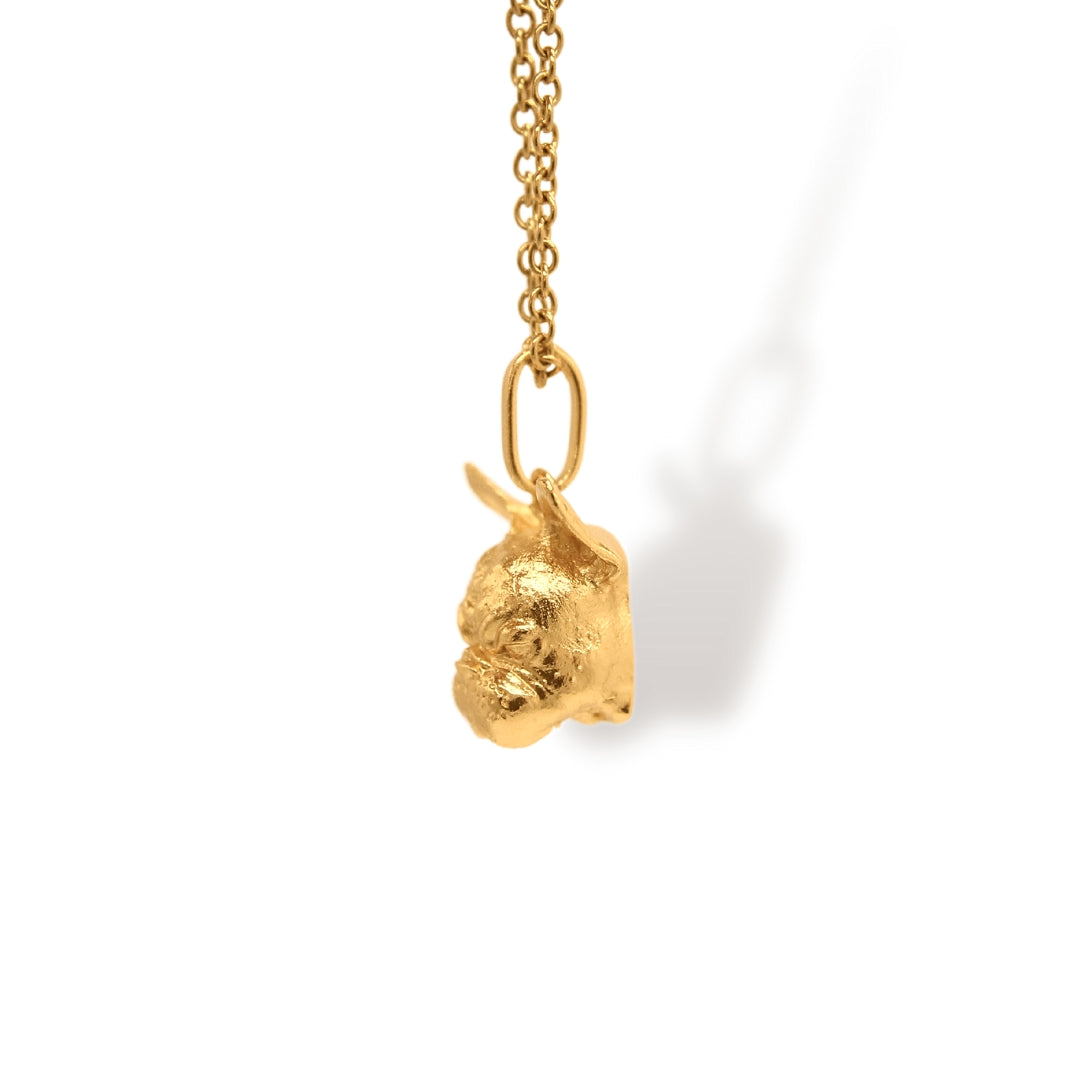 Cadena de Bulldog Francés vista lateral Brezo Jewelry