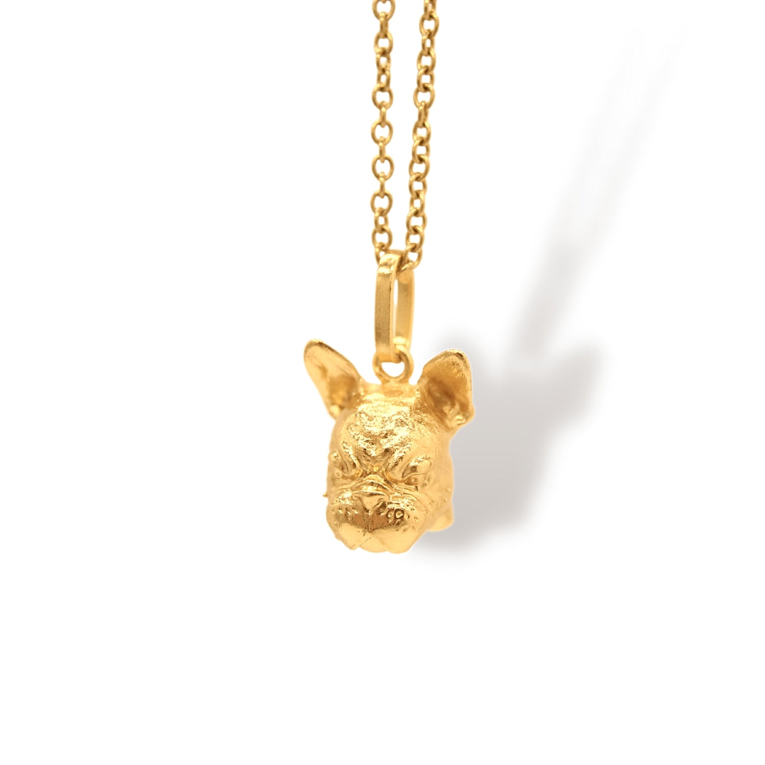 Cadena de Bulldog Francés vista frontal Brezo Jewelry