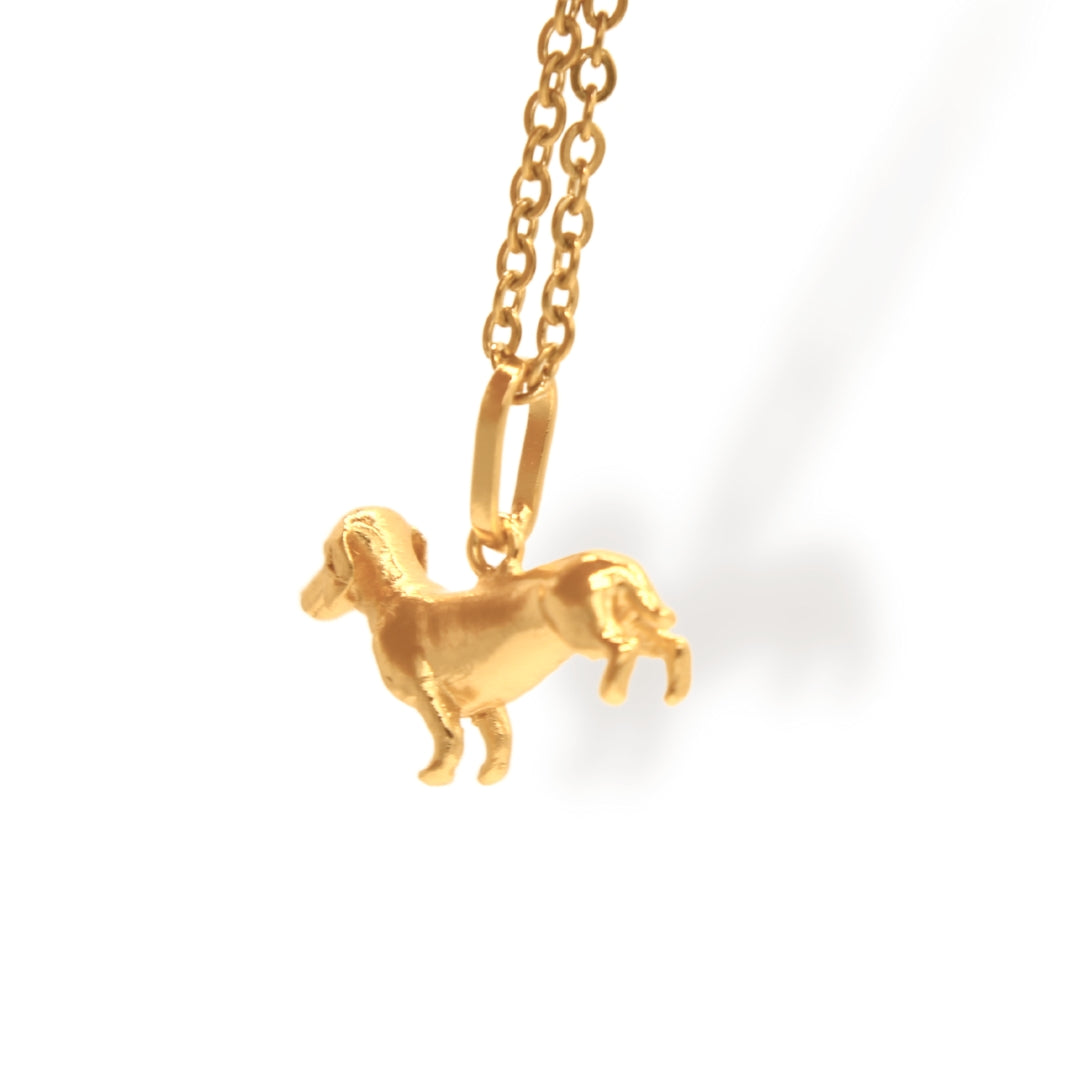 Cadena de Perro Salchicha grande vista posterior Brezo Jewelry