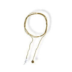 Collar tejido largo con lagartija silver