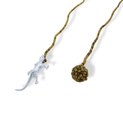 Collar tejido largo con lagartija silver