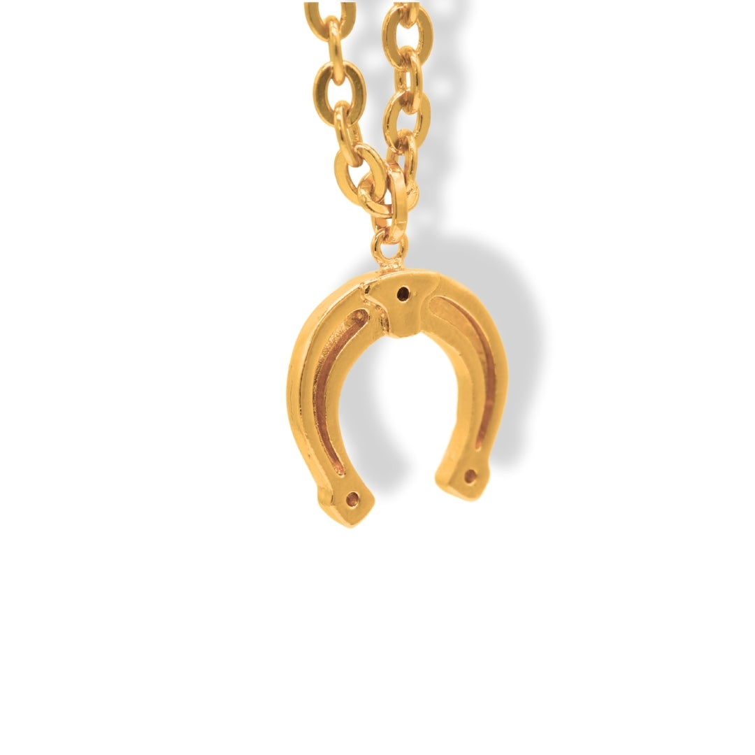 Cadena con herradura grande vista cercana Brezo Jewelry