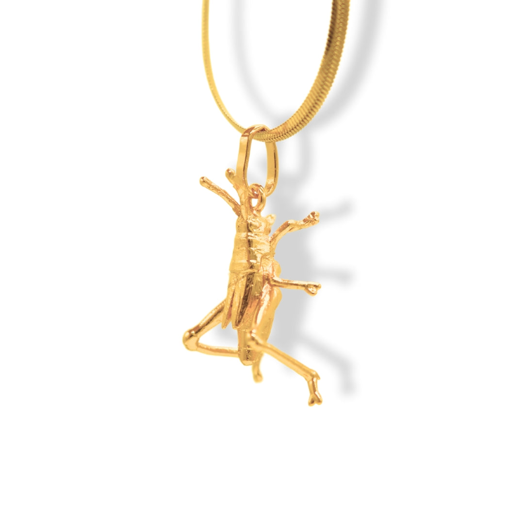 Cadena con saltamontes mediano vista lateral Brezo Jewelry