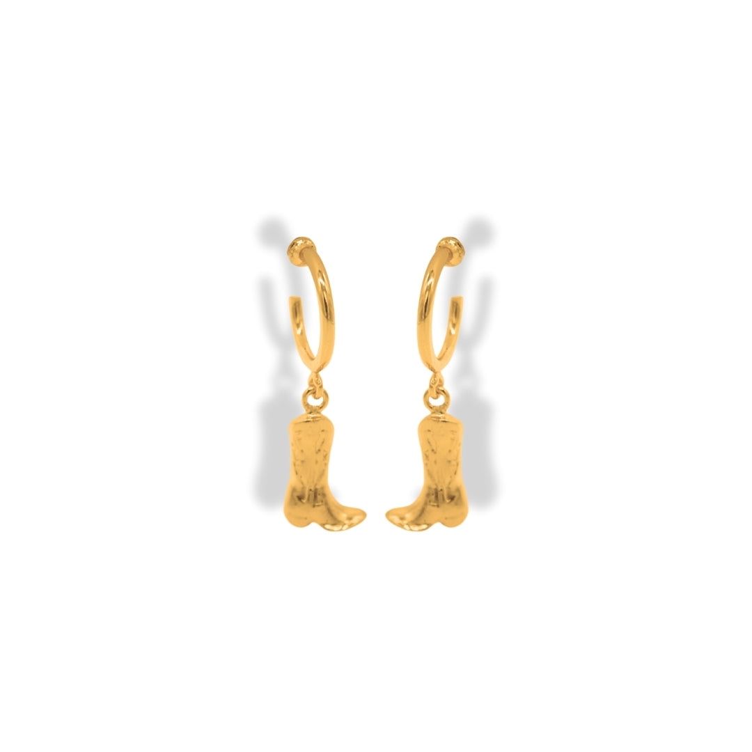 Candongas pequeñas con botas texanas vista frontal Brezo Jewelry