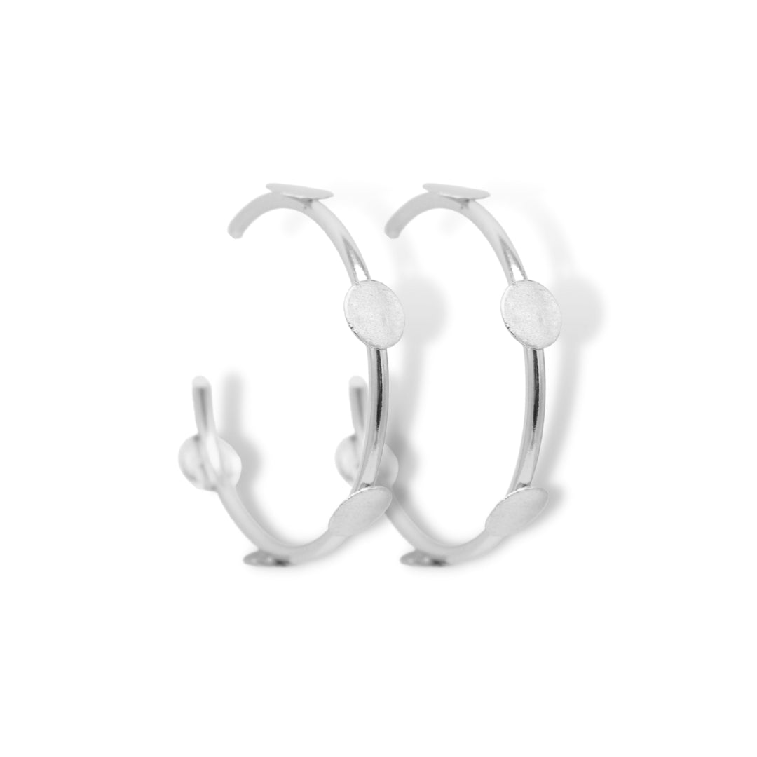 Candongas grandes con círculos planos silver Brezo Jewelry