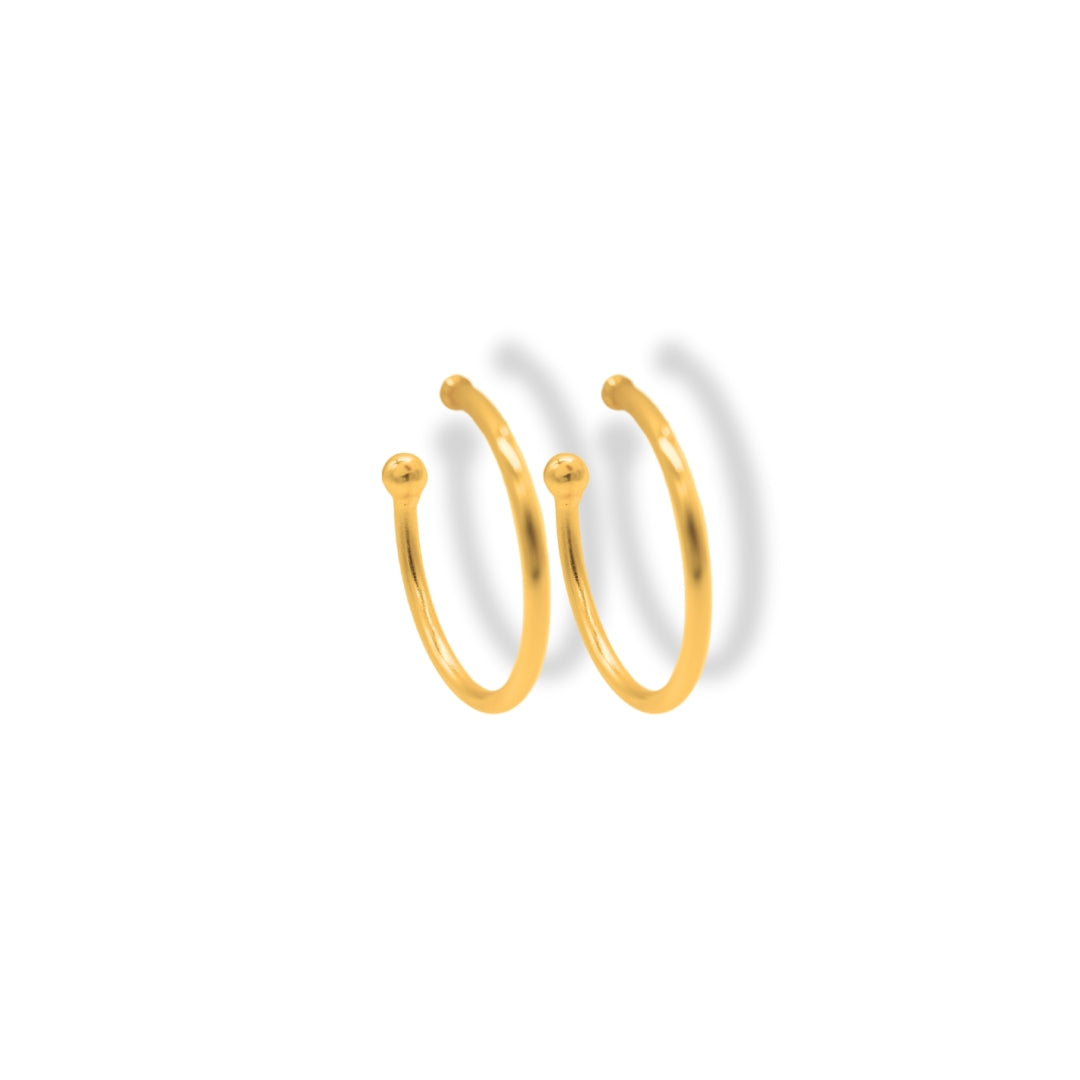 Candongas con esfera en punta vista frontal Brezo Jewelry