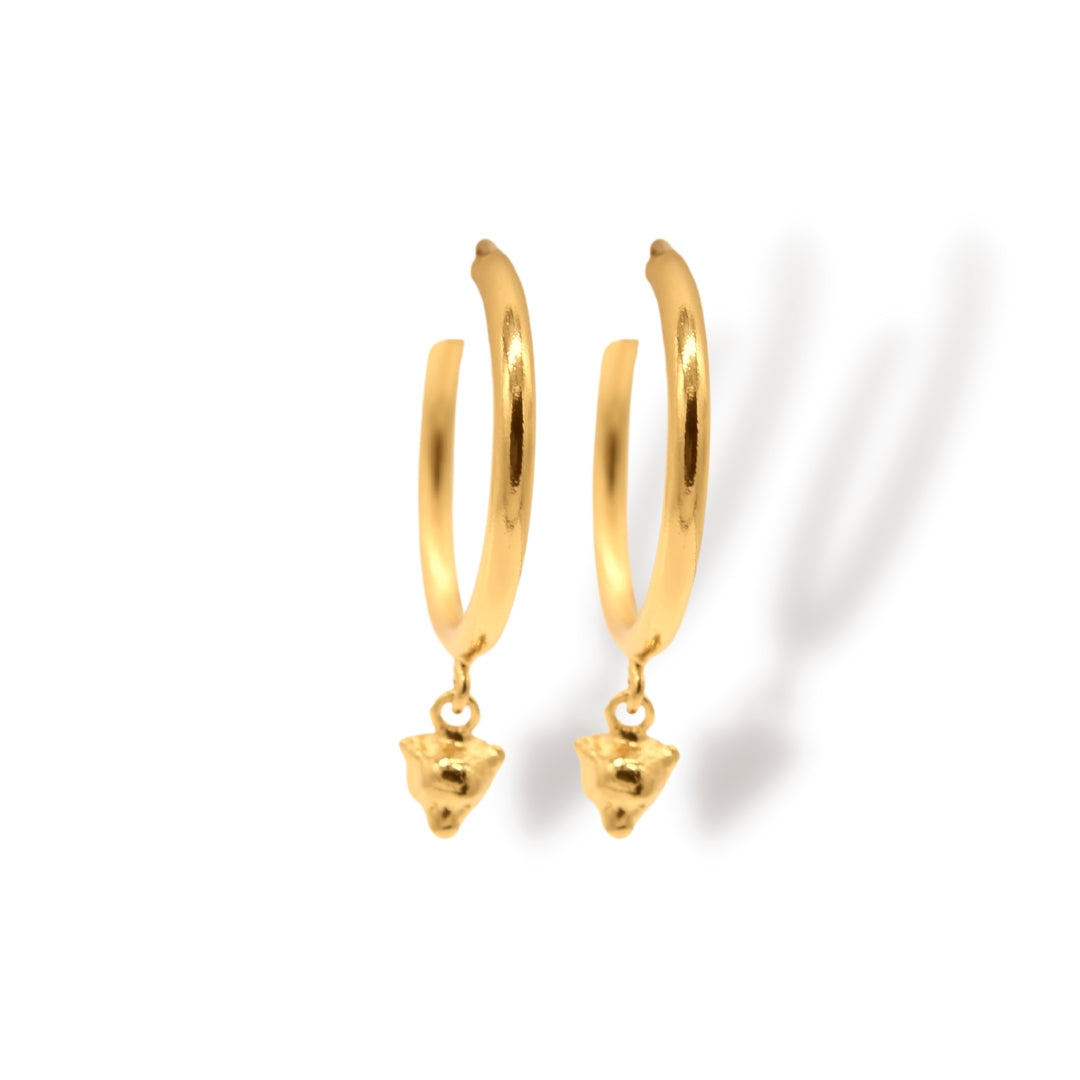 Candongas medianas cabeza de perro vista frontal Brezo Jewelry