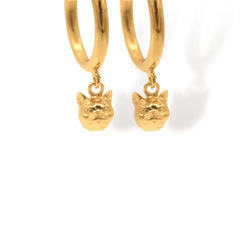 Candongas pequeñas cabeza de gato vista cercana