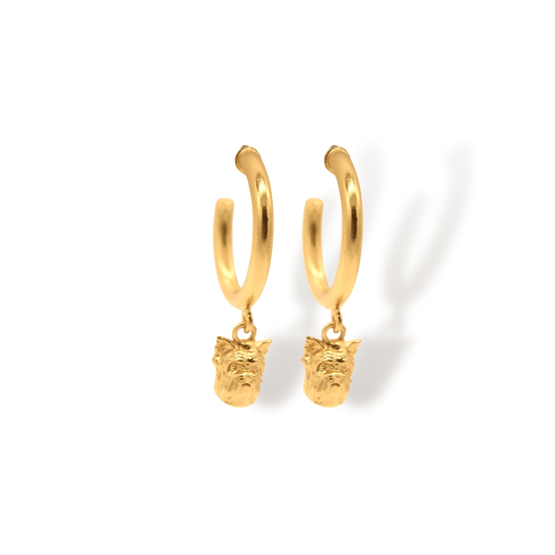 Candongas pequeñas de yorkie vista lateral Brezo Jewelry