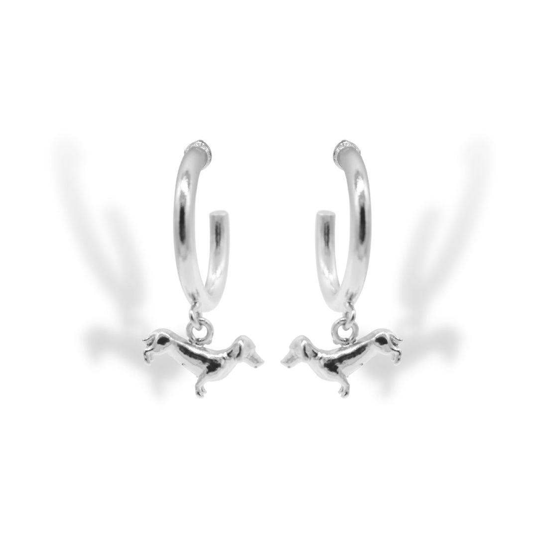 Candongas pequeñas de Perro salchicha silver Brezo Jewelry