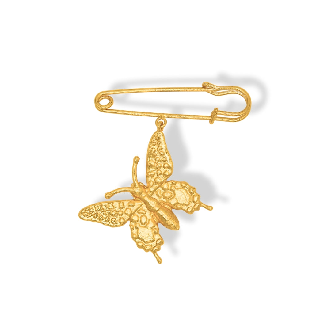 Pin tipo gancho con mariposa grande vista frontal Brezo Jewelry