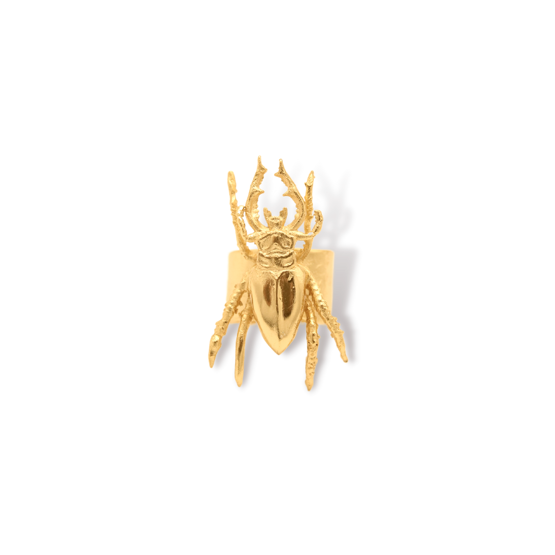 Anillo de escarabajo grande vista frontal Brezo Jewelry