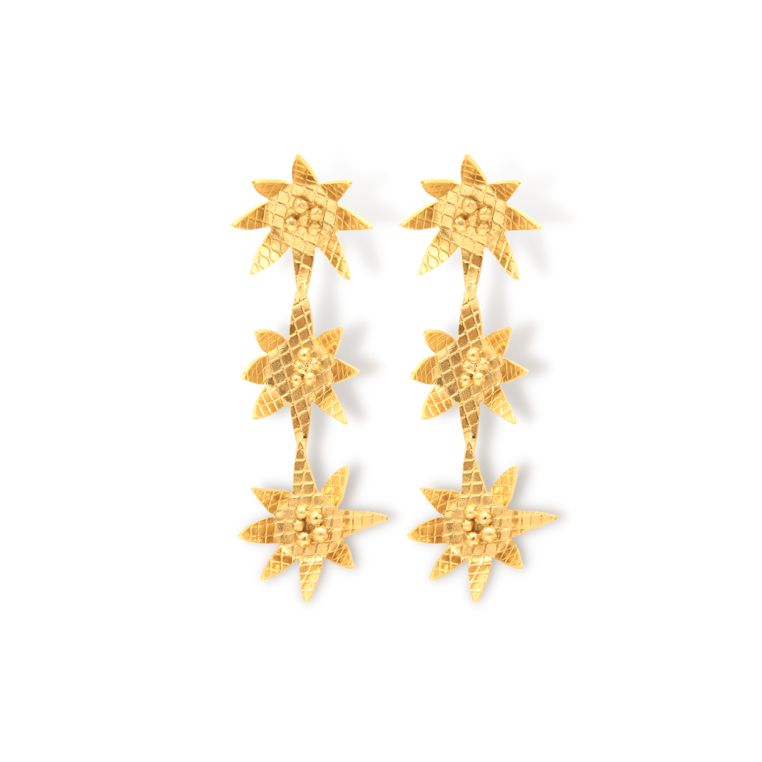 Aretes flor arabis vista frontal Brezo Jewelry