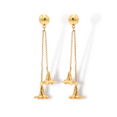 Aretes largos con flor de palisandro vista frontal